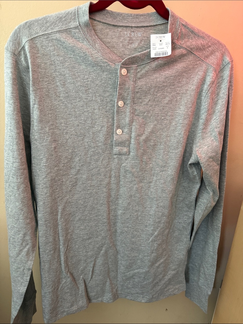J. Crew Light Gray Long-Sleeve Henley Shirt